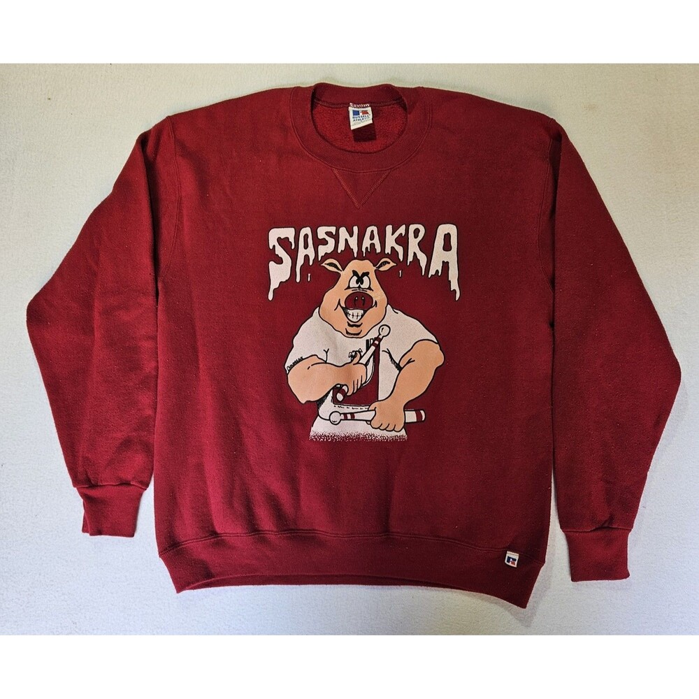 VTG SZ. L 80's Russell Athletics Arkansas Razorbacks DRUM LINE 88-89 Sweatshirt - Picture 1 of 10